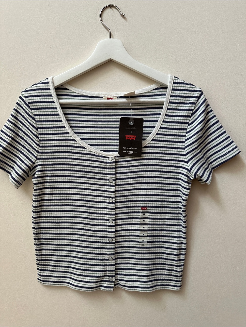 NWT Levi's Women's Navy & White Striped Button-Front Tee